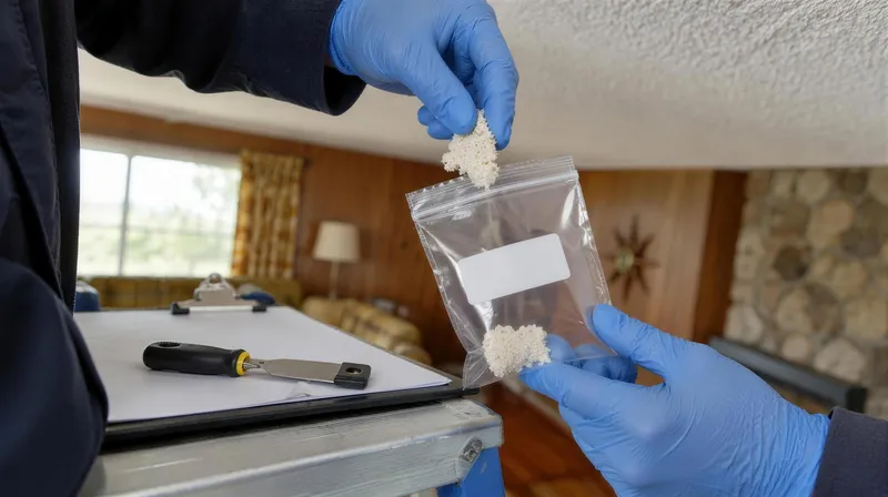 Échantillon de matériau scellé dans un sac pour un test d'amiante en laboratoire